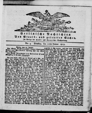 Berlinische Nachrichten von Staats- und gelehrten Sachen vom 10.01.1815