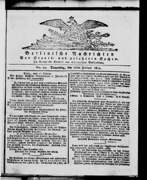 Berlinische Nachrichten von Staats- und gelehrten Sachen on Feb 16, 1815
