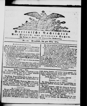 Berlinische Nachrichten von Staats- und gelehrten Sachen vom 04.03.1815