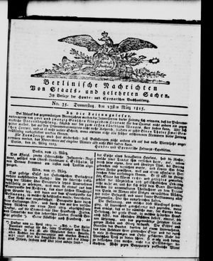 Berlinische Nachrichten von Staats- und gelehrten Sachen vom 23.03.1815