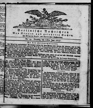 Berlinische Nachrichten von Staats- und gelehrten Sachen vom 20.06.1815