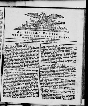 Berlinische Nachrichten von Staats- und gelehrten Sachen vom 08.07.1815
