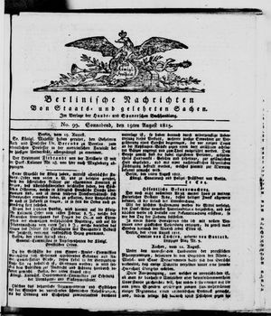 Berlinische Nachrichten von Staats- und gelehrten Sachen vom 19.08.1815