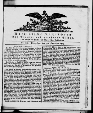 Berlinische Nachrichten von Staats- und gelehrten Sachen vom 07.09.1815