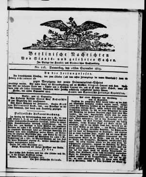 Berlinische Nachrichten von Staats- und gelehrten Sachen vom 28.09.1815