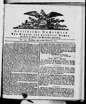 Berlinische Nachrichten von Staats- und gelehrten Sachen on Nov 21, 1815