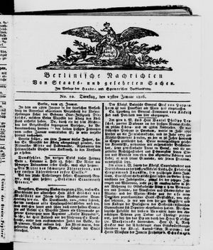 Berlinische Nachrichten von Staats- und gelehrten Sachen vom 23.01.1816