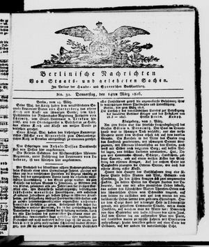 Berlinische Nachrichten von Staats- und gelehrten Sachen vom 14.03.1816
