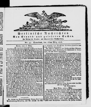 Berlinische Nachrichten von Staats- und gelehrten Sachen vom 16.03.1816
