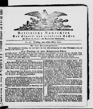 Berlinische Nachrichten von Staats- und gelehrten Sachen vom 26.03.1816