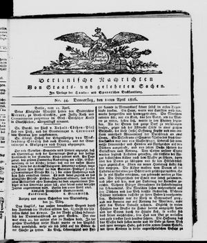 Berlinische Nachrichten von Staats- und gelehrten Sachen vom 11.04.1816