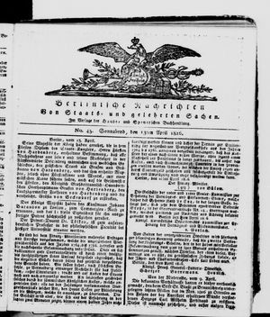 Berlinische Nachrichten von Staats- und gelehrten Sachen vom 13.04.1816