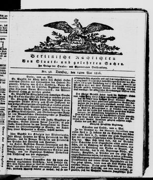 Berlinische Nachrichten von Staats- und gelehrten Sachen vom 14.05.1816