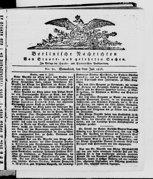 Berlinische Nachrichten von Staats- und gelehrten Sachen vom 06.07.1816