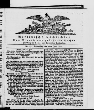 Berlinische Nachrichten von Staats- und gelehrten Sachen vom 11.07.1816