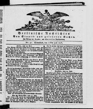 Berlinische Nachrichten von Staats- und gelehrten Sachen vom 27.07.1816