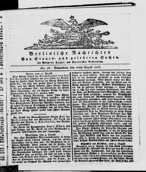 Berlinische Nachrichten von Staats- und gelehrten Sachen vom 10.08.1816