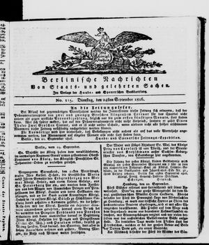 Berlinische Nachrichten von Staats- und gelehrten Sachen vom 24.09.1816