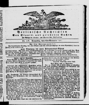 Berlinische Nachrichten von Staats- und gelehrten Sachen vom 26.09.1816