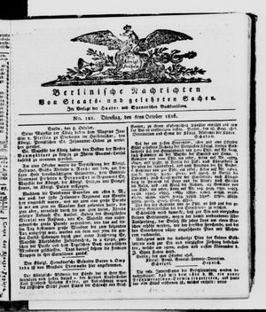 Berlinische Nachrichten von Staats- und gelehrten Sachen vom 08.10.1816