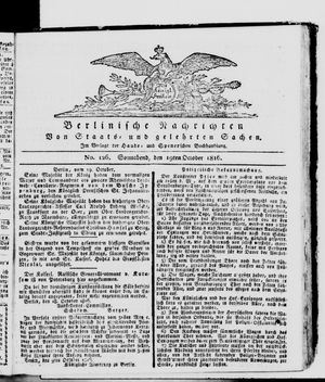 Berlinische Nachrichten von Staats- und gelehrten Sachen vom 19.10.1816