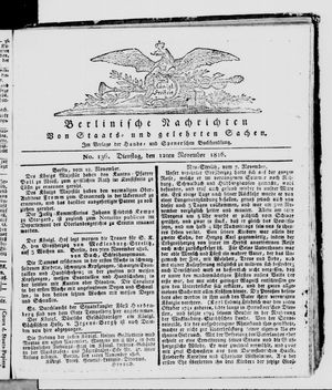 Berlinische Nachrichten von Staats- und gelehrten Sachen vom 12.11.1816