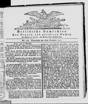 Berlinische Nachrichten von Staats- und gelehrten Sachen vom 16.11.1816