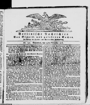 Berlinische Nachrichten von Staats- und gelehrten Sachen vom 23.11.1816