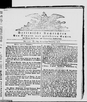 Berlinische Nachrichten von Staats- und gelehrten Sachen vom 26.11.1816