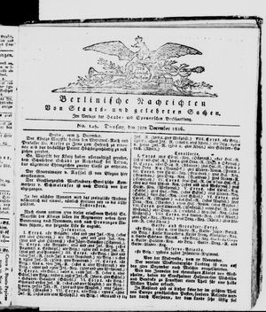 Berlinische Nachrichten von Staats- und gelehrten Sachen vom 03.12.1816
