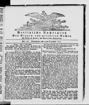 Berlinische Nachrichten von Staats- und gelehrten Sachen vom 14.12.1816
