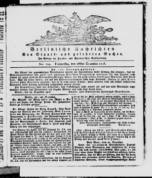 Berlinische Nachrichten von Staats- und gelehrten Sachen vom 26.12.1816