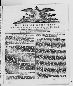 Berlinische Nachrichten von Staats- und gelehrten Sachen vom 11.01.1817