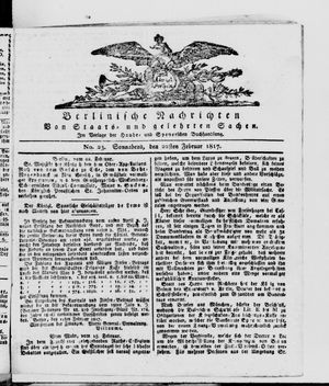 Berlinische Nachrichten von Staats- und gelehrten Sachen vom 22.02.1817