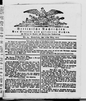 Berlinische Nachrichten von Staats- und gelehrten Sachen vom 22.03.1817