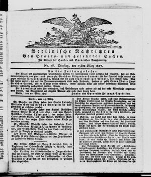 Berlinische Nachrichten von Staats- und gelehrten Sachen vom 25.03.1817