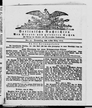 Berlinische Nachrichten von Staats- und gelehrten Sachen vom 27.03.1817