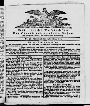 Berlinische Nachrichten von Staats- und gelehrten Sachen vom 29.03.1817