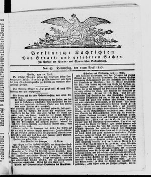Berlinische Nachrichten von Staats- und gelehrten Sachen vom 10.04.1817