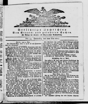 Berlinische Nachrichten von Staats- und gelehrten Sachen vom 08.05.1817