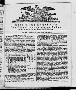 Berlinische Nachrichten von Staats- und gelehrten Sachen vom 15.05.1817