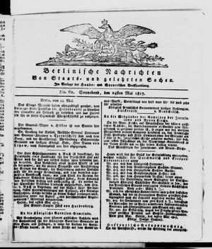 Berlinische Nachrichten von Staats- und gelehrten Sachen vom 24.05.1817