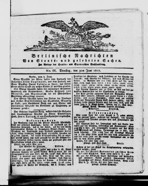 Berlinische Nachrichten von Staats- und gelehrten Sachen on Jun 3, 1817