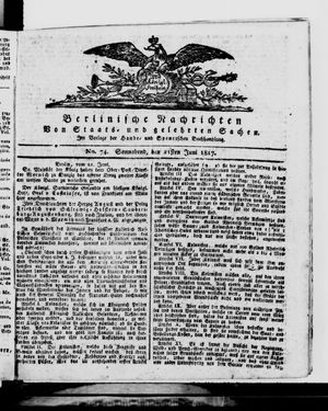Berlinische Nachrichten von Staats- und gelehrten Sachen on Jun 21, 1817