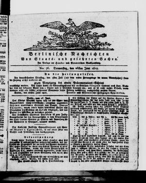 Berlinische Nachrichten von Staats- und gelehrten Sachen vom 26.06.1817