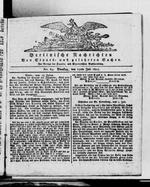 Berlinische Nachrichten von Staats- und gelehrten Sachen vom 15.07.1817