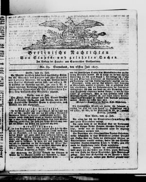 Berlinische Nachrichten von Staats- und gelehrten Sachen vom 26.07.1817