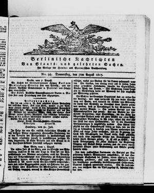 Berlinische Nachrichten von Staats- und gelehrten Sachen vom 07.08.1817