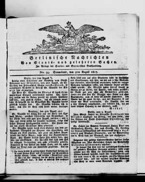 Berlinische Nachrichten von Staats- und gelehrten Sachen on Aug 9, 1817