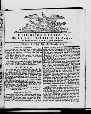 Berlinische Nachrichten von Staats- und gelehrten Sachen vom 20.09.1817